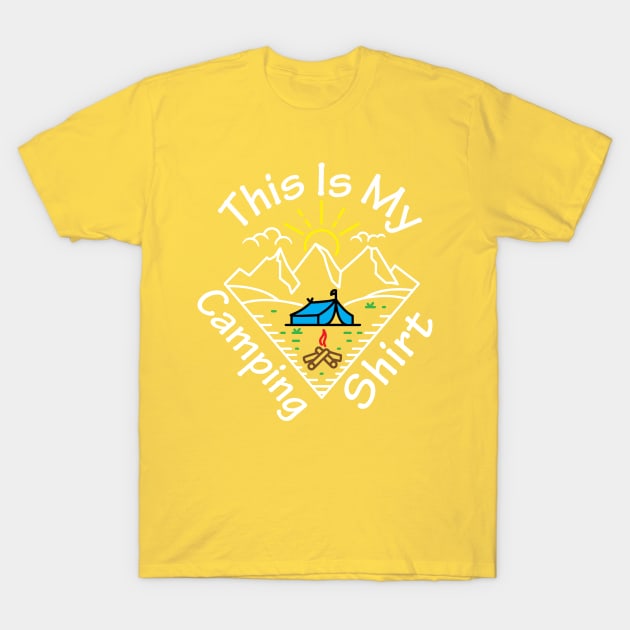 This Is My Camping Shirt Funny Triangle Colour Line art retro design T-Shirt by Surfer Dave Designs